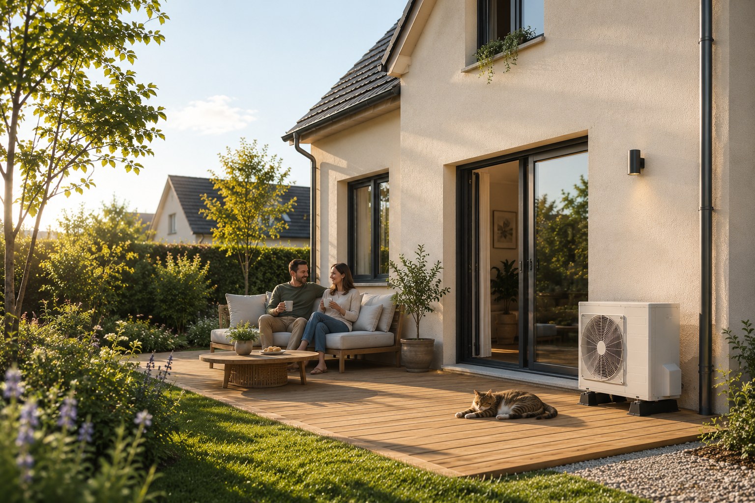 Maison lumineuse prête pour un projet de pompe à chaleur